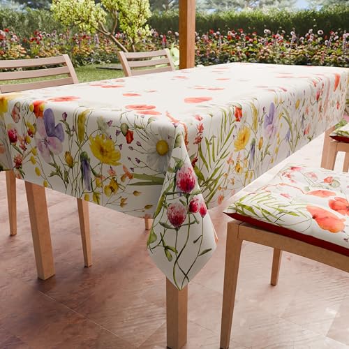 PETTI Artigiani Italiani - Tischdecke, schmutzabweisend, rechteckig, für Küchentisch, Blumenmuster, 10 x 12 Sitzer (140 x 240 cm), 100% Made in Italy von PETTI Artigiani Italiani