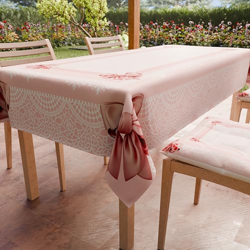 PETTI Artigiani Italiani - Tischdecke, schmutzabweisend, rechteckig, für Küchentisch, Design Schleife Rosa X18 Sitzer (140 x 360 cm), 100% Made in Italy von PETTI Artigiani Italiani
