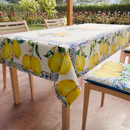PETTI Artigiani Italiani - Tischdecke, schmutzabweisend, rechteckig, für Küchentisch, Design Vietri 01 x 24 Sitzer (140 x 450 cm), 100% Made in Italy von PETTI Artigiani Italiani