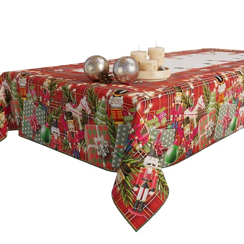 PETTI Artigiani Italiani Weihnachtstischdecke, schmutzabweisend, rechteckig, Motiv: Weihnachten, Küche, Soldaten, 140 x 180 cm, hergestellt in Italien, 6 Stück von PETTI Artigiani Italiani