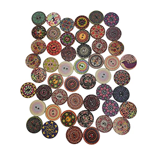 PETUFUN Holzknöpfe - Neuheit Craft Handmade Wooden Mixed Buttons | Einzigartige Bunte gemischte 3 Größen Vintage-Knopf-Ersatz-DIY Crafting Novelty Supplies von PETUFUN