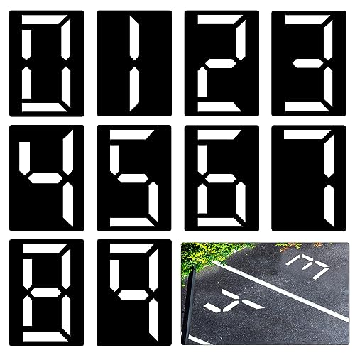10 Stück 25cm Zahlen Schablonen Groß, Wiederverwendbar Zahlenschablonen für Hausnummern Kunststoff Zahlenschablonen zum Malen von 0 bis 9 von PEUTIER