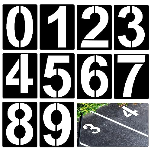 10 Stück 38cm Zahlen Schablonen Groß, Wiederverwendbar Zahlenschablonen für Hausnummern Kunststoff Zahlenschablonen zum Malen von 0 bis 9 von PEUTIER