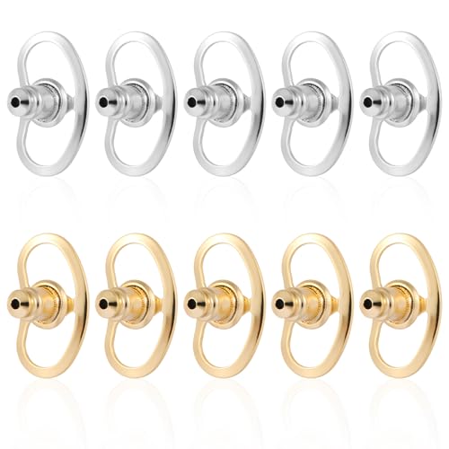 10St Ohrringverschlüsse für Hängende Ohren, Schweinenasenform Ohrringheber Verschluss Ohrringverschlüsse mit Verriegelung für Ohrstecker Schwere Ohrringe (Gold + Silber) von PEUTIER