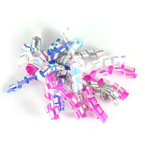 12 St Gekräuselte Schleifen zum Verpacken von Geschenken, Lockenband Selbstklebend Gekräuselte Schleifen Bindeband Ripsband für Jahrestag Hochzeit (Farbige Metallstrukturr) von PEUTIER