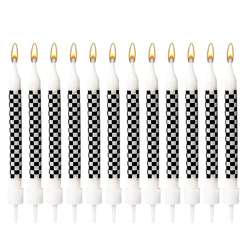 12 Stück Cupcake Topper Rennwagen, Schwarz-Weiße Geburtstagskuchenkerzen Geburtstagskerzen für Torte für Rennen Geburtstag Kuchendekorationen Partygeschenke Babyparty Kinder Jungen 12 Stück Cupcake Topper Rennwagen, Schwarz-Weiße Geburtstagskuchenkerzen Geburtstagskerzen für Torte für Rennen Geburtstag Kuchendekorationen Partygeschenke Babyparty Kinder Jungen von PEUTIER
