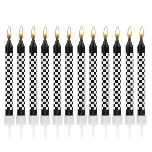 12 Stück Geburtstagskerzen mit Rennwagen Motiv, Schwarz Weiße Geburtstagskuchen Kerzen-Dekorationen für Rennwagen Partys Geburtstagsfeiern Babypartys 12 Stück Geburtstagskerzen mit Rennwagen Motiv, Schwarz Weiße Geburtstagskuchen Kerzen-Dekorationen für Rennwagen Partys Geburtstagsfeiern Babypartys von PEUTIER