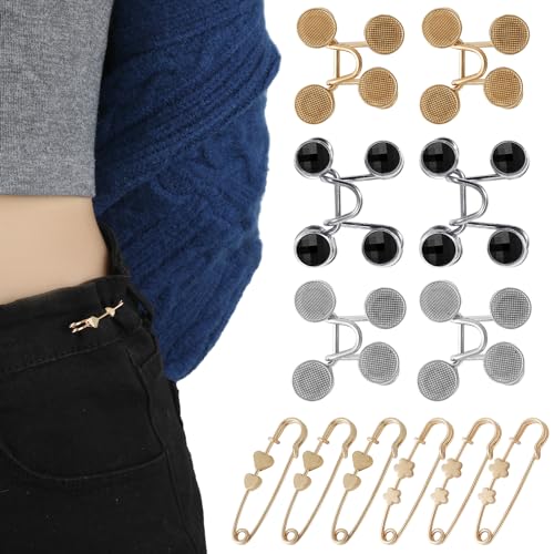 12 Stück Hosen Taillenspanner, Verstellbarer Taillenknopf Abnehmbarer Taillenknopfstift Kein Nähen Erforderlich Taillenknopfspanner für Rock lockere Jeans 12 Stück Hosen Taillenspanner, Verstellbarer Taillenknopf Abnehmbarer Taillenknopfstift Kein Nähen Erforderlich Taillenknopfspanner für Rock lockere Jeans von PEUTIER