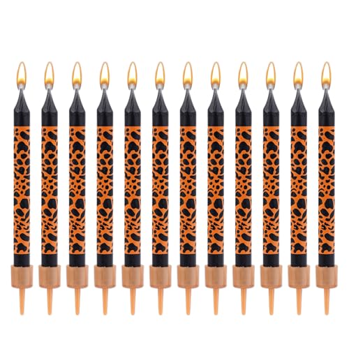 12 Stück Kerzen mit Leopardenmuster, Geburtstagskerzen mit Tiermotiven Kuchendekorationskerze Geburtstagskuchendekorationen für Geburtstagsfeiern Babypartys von PEUTIER