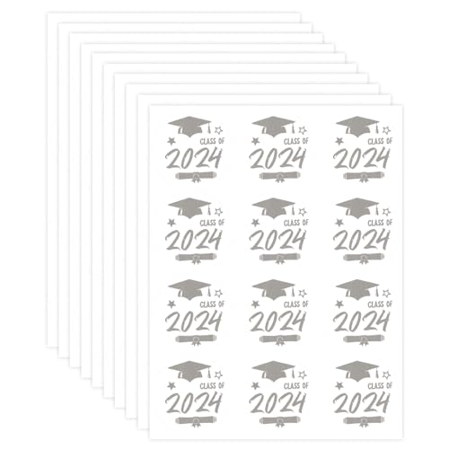 120 Stück Abschluss Aufkleber 2024, 4 cm Durchmesser Abschluss Vinylaufkleber Klasse 2024 Aufkleber Abschluss Saisonaufkleber für Abschlussfeier Zubehör (Transparent) von PEUTIER