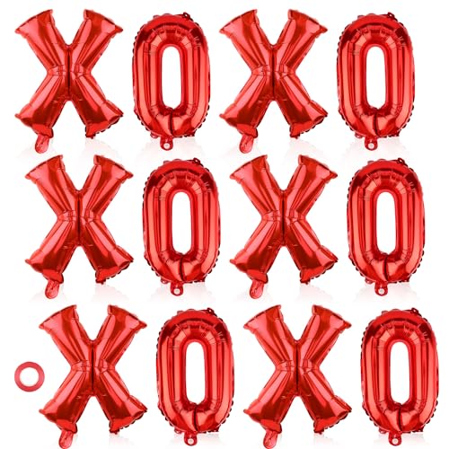 12St XOXO Luftballons, Rot Luftballons Valentinstag XOXO Mylar Folienballons Buchstaben Folienballons Valentinstag Ballon Dekorationen für Party Hochzeit Jahrestag Brautparty von PEUTIER