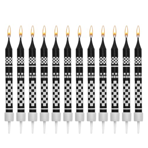 12st Geburtstagskerzen mit Rennwagen Thema, Schwarz Weiß Geburtstagskuchen Kerzen Kariert Geburtstagskuchendekorationen für Rennwagen Partygeschenke Dekorationen Babyparty Kinder und Jungen 12st Geburtstagskerzen mit Rennwagen Thema, Schwarz Weiß Geburtstagskuchen Kerzen Kariert Geburtstagskuchendekorationen für Rennwagen Partygeschenke Dekorationen Babyparty Kinder und Jungen von PEUTIER