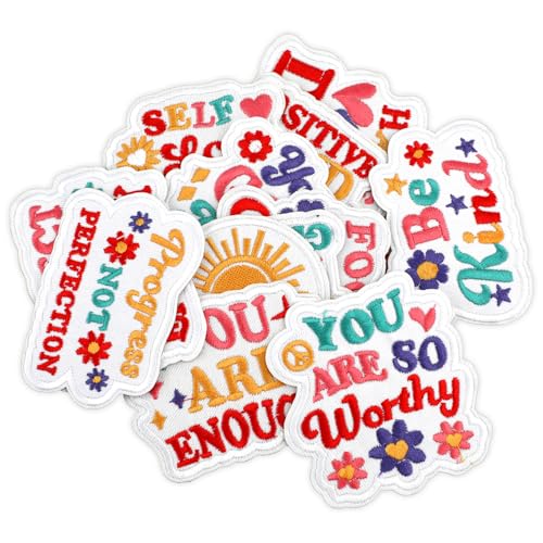 14 Stück Bügelflicken für Kleidung, Aufnäher mit Positiven Affirmationen Hippie-Patches zum Aufbügeln Aufnähen Bohemian-Patches Stickflicken für Jacke Mützen Kostüm DIY-Dekoration 14 Stück Bügelflicken für Kleidung, Aufnäher mit Positiven Affirmationen Hippie-Patches zum Aufbügeln Aufnähen Bohemian-Patches Stickflicken für Jacke Mützen Kostüm DIY-Dekoration von PEUTIER