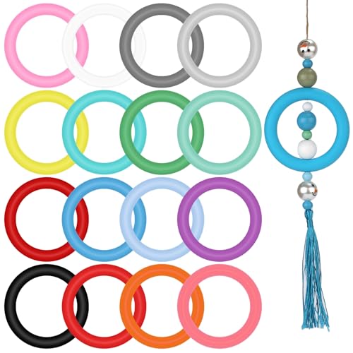 16St Silikon Perlen O-Ringe, 65mm Silikon Perlenring Runde Silikonschlaufe mit 2 Löchern Brennrahmen Silikon Anhänger für Schmuckherstellung DIY Handwerk Halsketten Schlüsselanhänger 16St Silikon Perlen O-Ringe, 65mm Silikon Perlenring Runde Silikonschlaufe mit 2 Löchern Brennrahmen Silikon Anhänger für Schmuckherstellung DIY Handwerk Halsketten Schlüsselanhänger von PEUTIER