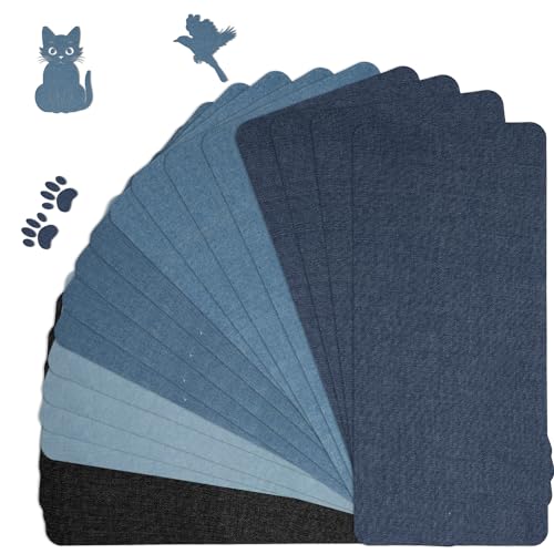 20 Stück Aufbügelflicken für Jeans, 28x13 cm Jeansflicken zum Aufbügeln Ausbesserungsstoff reine Baumwolle 5 Farben Dekorativer Jean Reparaturflicken für Hosen, Kleidung, Taschen, Knie von PEUTIER