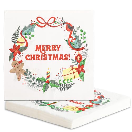 PEUTIER 20stk Weihnachts Servietten, 33x33cm, Rot, Grün, Gold, 1-lagig, Einwegserviette, Servietten, Weihnachtsparty-Zubehör PEUTIER 20stk Weihnachts Servietten, 33x33cm, Rot, Grün, Gold, 1-lagig, Einwegserviette, Servietten, Weihnachtsparty-Zubehör von PEUTIER