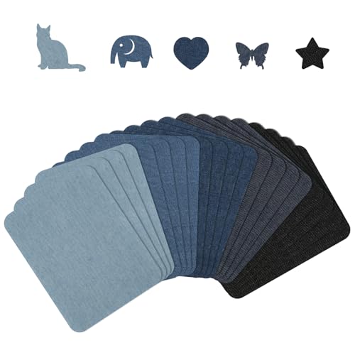 20stk. Aufbügelflicken für Jeans, 12,5 x 9,5cm 5 Farben Dekorativer Jeans Reparaturflicken, Denim-Flicken zum Aufbügeln Ausbesserungsstoff aus Reiner Baumwolle für Taschen Hosen Kleidung 20stk. Aufbügelflicken für Jeans, 12,5 x 9,5cm 5 Farben Dekorativer Jeans Reparaturflicken, Denim-Flicken zum Aufbügeln Ausbesserungsstoff aus Reiner Baumwolle für Taschen Hosen Kleidung von PEUTIER