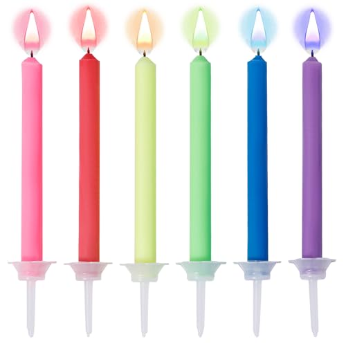 24 Stück Farbige Flammenkerzen, 5,8cm Große Bunte Geburtstagskerzen mit Sockeln für Geburtstagskuchenkerzen zur Dekoration von Geburtstagskuchen 24 Stück Farbige Flammenkerzen, 5,8cm Große Bunte Geburtstagskerzen mit Sockeln für Geburtstagskuchenkerzen zur Dekoration von Geburtstagskuchen von PEUTIER