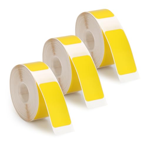 3 Rollen Etikettenband für Phomemo D30 Etikettendrucker, 15mm x 30mm Selbstklebendes Etikettenband Thermo-Aufkleberpapier Rolle für Zuhause Büro Schule Zubehör (Gelb) von PEUTIER