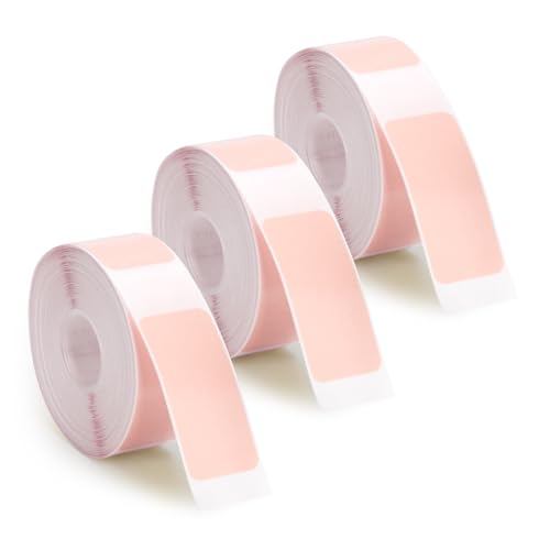 3 Rollen Etikettenband für Phomemo D30 Etikettendrucker, 15mm x 30mm Selbstklebendes Etikettenband Thermo-Aufkleberpapier Rolle für Zuhause Büro Schule Zubehör (Rosa) von PEUTIER