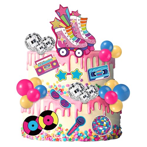 31St Rollschuh Kuchenaufsatz, Discokugel Cake Topper Retro 80er-90er Jahre Kuchenaufsatz Hip Hop Thema Kuchendekorationen Rollschuh Partydekorationen von PEUTIER