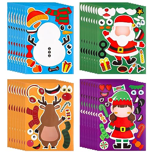 32 Stück Sticker Weihnachten Kinder, Selbstklebende Weihnachts DIY Aufkleber Wasserfeste Scrapbooking Aufkleber für Weihnachtshandwerk Partygeschenke Urlaubsaufkleber von PEUTIER