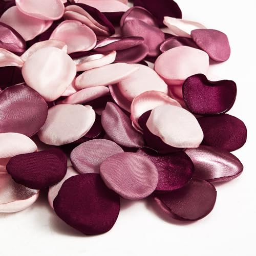 400 Stück Blütenblätter, 4 Farben Seiden Rosenblätter Blumenmädchen Blütenblätter Hochzeitskonfetti für Brautparty Hochzeit Gang Tischdekoration (Burgunderrote Kombination) von PEUTIER