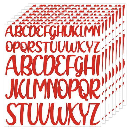 416 Stück 8 Blatt Buchstaben Aufkleber, 2,5cm 5cm Großbuchstaben Aufkleber Selbstklebend Wasserfest Vinyl Alphabet Aufkleber für Sammelalbum Dekoration Kunst Handwerk Poster (Rot) von PEUTIER