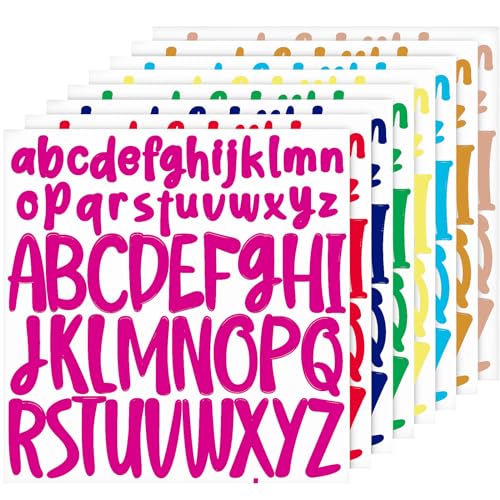 416St 8 Blatt Buchstaben Aufkleber, 2,5cm 5cm Groß und Kleinbuchstaben Alphabet Aufkleber Vinyl Buchstaben Aufkleber für Bastelarbeiten Scrapbooking Fenster Poster (Regenbogenfarbe) von PEUTIER