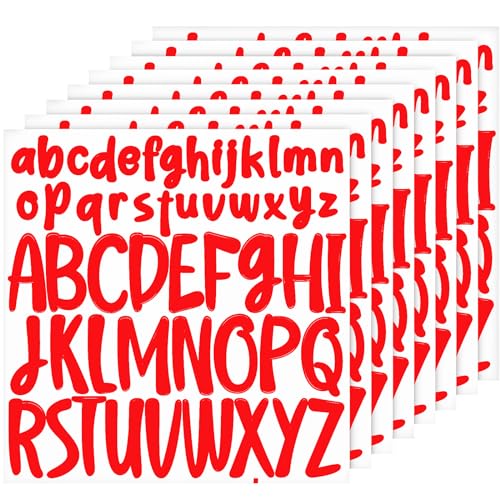 416St 8 Blatt Buchstaben Aufkleber, 2,5cm 5cm Groß und Kleinbuchstaben Alphabet Aufkleber Vinyl Buchstaben Aufkleber für Bastelarbeiten Scrapbooking Fenster Poster (Rot) von PEUTIER