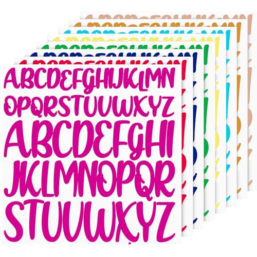 416St 8 Blatt Buchstaben Aufkleber, 2,5cm 5cm Selbstklebend Großbuchstaben Alphabet Aufkleber Vinyl Buchstaben Aufkleber für Sammelalbum Kunsthandwerk Poster (Regenbogenfarbe) von PEUTIER