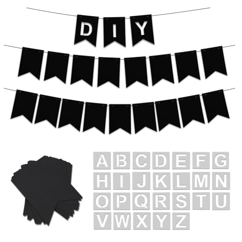 46-Teiliges DIY-Banner-Set zum Selbermachen, Inklusive 26 Schablonenbuchstaben und 20 Blanko-Karten Personalisierbares Buchstabenbanner Party-Bannerschilder Party-Geschenk 46-Teiliges DIY-Banner-Set zum Selbermachen, Inklusive 26 Schablonenbuchstaben und 20 Blanko-Karten Personalisierbares Buchstabenbanner Party-Bannerschilder Party-Geschenk von PEUTIER