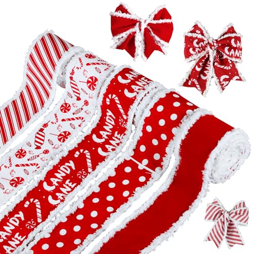 5 Rollen Weihnachtsbänder, Leicht zu Formen 22,86m x 6,3cm Schleifenband Geschenkband Rot für Geschenkverpackung, Hochzeit, Weihnachtsbaumschmuck, Schleifenknoten, DIY Handwerk von PEUTIER