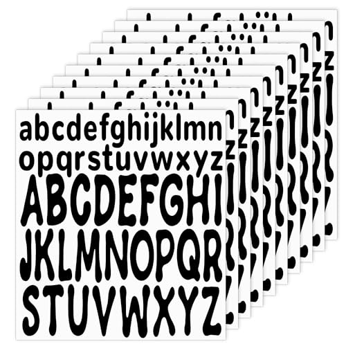 520stk Buchstabenaufkleber, 10 Blatt 2,5 cm 5 cm Klein und Großbuchstabenaufkleber Wasserdichte Vinyl-Buchstabenaufkleber für Scrapbooking Briefkasten Poster Basteln (Schwarz) von PEUTIER