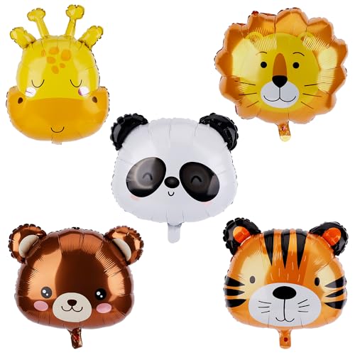 5stk Tierballons Safari, Niedliches Dschungel-Thema Zoo-Partyzubehör Tierkopf-Luftballons Giraffe Löwe Tiger Bär Panda Geformt für Geburtstagsparty-Dekoration 5stk Tierballons Safari, Niedliches Dschungel-Thema Zoo-Partyzubehör Tierkopf-Luftballons Giraffe Löwe Tiger Bär Panda Geformt für Geburtstagsparty-Dekoration von PEUTIER