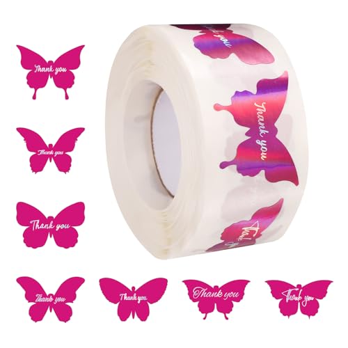 600stk Einfarbige Schmetterlings-Dankeschön-Aufkleber, 7 Designs Regenbogenfolien-Klebeetiketten für Umschläge Siegel Anhänger Kleine Unternehmen Handgefertigtes Kunsthandwerk Hochzeit von PEUTIER