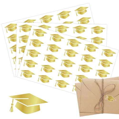 750 Stück Abschlusskappen Aufkleber, 2024 Abschluss Umschlag Siegel mit Prägung, Abschluss Umschlagaufkleber aus Goldfolie Diplom-Siegelaufkleber für Schule Diplom-Zertifikate von PEUTIER