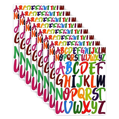 8 Blatt Buchstabenaufkleber, 2,5cm/5cm Farbig Selbstklebend Vinyl Alphabet Aufkleber Wasserdicht Aufkleber für Scrapbooking Buchstaben zum Aufkleben für Poster Briefkasten Fenster (Stil C) von PEUTIER