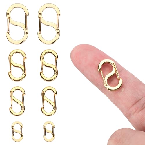 8 Stück Doppelt Öffnende Verkürzer-Verschlüsse, Halsketten Verschluss Edelstahl Armbandverbinder Halsketten Clip Verkürzer-Charm-Verschluss für Heimwerker Schmuckherstellung (4 Größen, Gold) von PEUTIER