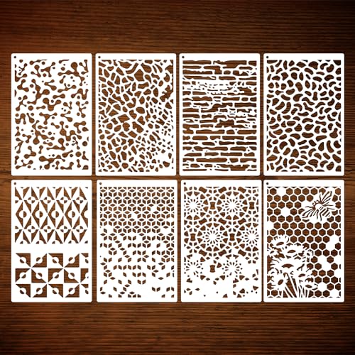 8st Schablonen zum Basteln, Wiederverwendbar Schablonen zum Malen Wabenmuster Wandschablonen Geometrisch Malschablonen für Kunstkartenherstellung Leinwand DIY Möbel Papier von PEUTIER