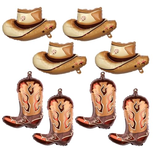 8stk Partyballons mit Westernthema, Große Cowgirlhut Stiefelballons Cowboy Party Dekorationsballons Rodeo Ballons für Cowgirl Cowboy Mottoparty Geburtstagszubehör 8stk Partyballons mit Westernthema, Große Cowgirlhut Stiefelballons Cowboy Party Dekorationsballons Rodeo Ballons für Cowgirl Cowboy Mottoparty Geburtstagszubehör von PEUTIER