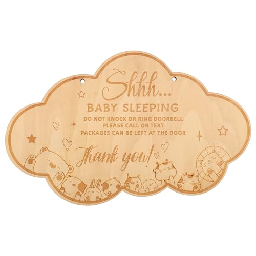 Baby-Schlafschild, 30 x 19 x 0,5 cm Holz Baby Schlafendes Türschild mit Seil Türklingelschild Bitte Nicht Klopfen Oder Klingeln für Kinderzimmer Veranda-Dekoration Baby-Schlafschild, 30 x 19 x 0,5 cm Holz Baby Schlafendes Türschild mit Seil Türklingelschild Bitte Nicht Klopfen Oder Klingeln für Kinderzimmer Veranda-Dekoration von PEUTIER