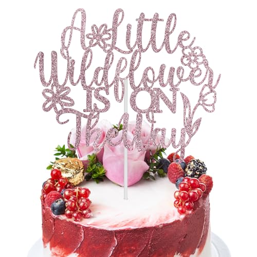 Baby Shower Kuchen Topper, A Little Wildflower Is on The Way Baby Shower Dekorationen Tortendeko Baby Cake Topper Geburtstag Blumen Thema Gender Reveal Party Zubehör, Rose Gold Glitter Baby Shower Kuchen Topper, A Little Wildflower Is on The Way Baby Shower Dekorationen Tortendeko Baby Cake Topper Geburtstag Blumen Thema Gender Reveal Party Zubehör, Rose Gold Glitter von PEUTIER