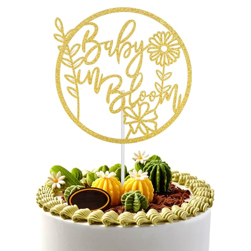 Baby in Bloom Kuchenaufsatz, Goldglitzer Kuchenaufsatz für Babyparty Doppelseitige Kuchendekoration Kuchendekoration zur Enthüllung des Geschlechts der Party für Jungen und Mädchen Baby in Bloom Kuchenaufsatz, Goldglitzer Kuchenaufsatz für Babyparty Doppelseitige Kuchendekoration Kuchendekoration zur Enthüllung des Geschlechts der Party für Jungen und Mädchen von PEUTIER