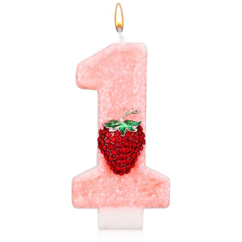 Erdbeerkerze Nummer 1, Süße Beeren Kerze Nummer Eins Tortenaufsatz mit Erdbeermotiv Deko-Zubehör für den Ersten Geburtstag Hochzeitsfeier Babyparty-Dekoration Erdbeerkerze Nummer 1, Süße Beeren Kerze Nummer Eins Tortenaufsatz mit Erdbeermotiv Deko-Zubehör für den Ersten Geburtstag Hochzeitsfeier Babyparty-Dekoration von PEUTIER