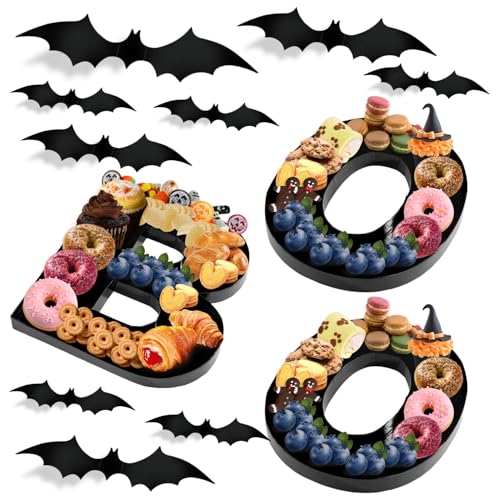 PEUTIER Halloween-Wurstbrett, Befüllbarer Briefpapierkarton Halloween-Boo-Serviertabletts mit 28 Fledermaus-Dekorationen Käseplatte Essteller Schüssel für Süßigkeiten und Snacks für Essen (Schwarz) PEUTIER Halloween-Wurstbrett, Befüllbarer Briefpapierkarton Halloween-Boo-Serviertabletts mit 28 Fledermaus-Dekorationen Käseplatte Essteller Schüssel für Süßigkeiten und Snacks für Essen (Schwarz) von PEUTIER