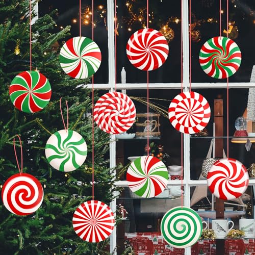 Weihnachts Dekorationen, Doppelseitig Hängende Ornamente mit 29,26 m Roter Kordel Hängende Ornamente für Den Außenbereich (Keine Kugel) für Weihnachtsbaum Zuhause (Klassischer Stil) von PEUTIER