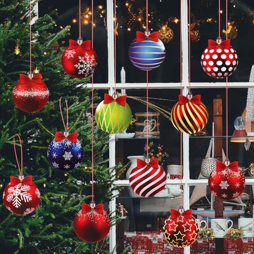 Weihnachts Dekorationen, Doppelseitig Hängende Ornamente mit 29,26 m Roter Kordel Hängende Ornamente für Den Außenbereich (Keine Kugel) für Weihnachtsbaum Zuhause (Warmer Stil) von PEUTIER