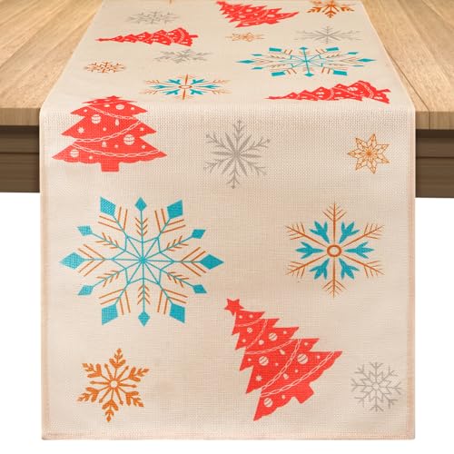 PEUTIER Weihnachtstischläufer, 33 x 183 cm, Schneeflocken & Weihnachtsbaum Muster, Leinen, Winter Dekoration PEUTIER Weihnachtstischläufer, 33 x 183 cm, Schneeflocken & Weihnachtsbaum Muster, Leinen, Winter Dekoration von PEUTIER