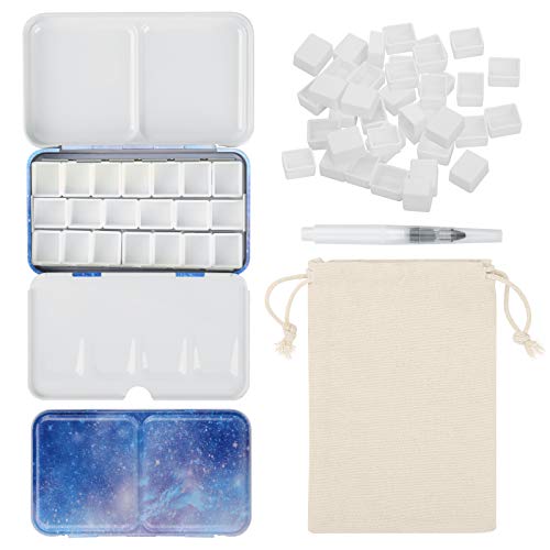 PEVART 53-teiliges Set aus 1 Leere Aquarellkasten Malkasten Metallkasten leer Mal-Paletten, 50 Leere Aquarell Pfannen Wannen Näpfen für Aquarellfarben, 1 Wassertankpinsel, 1 Aufbewahrungstasche PEVART 53-teiliges Set aus 1 Leere Aquarellkasten Malkasten Metallkasten leer Mal-Paletten, 50 Leere Aquarell Pfannen Wannen Näpfen für Aquarellfarben, 1 Wassertankpinsel, 1 Aufbewahrungstasche von PEVART